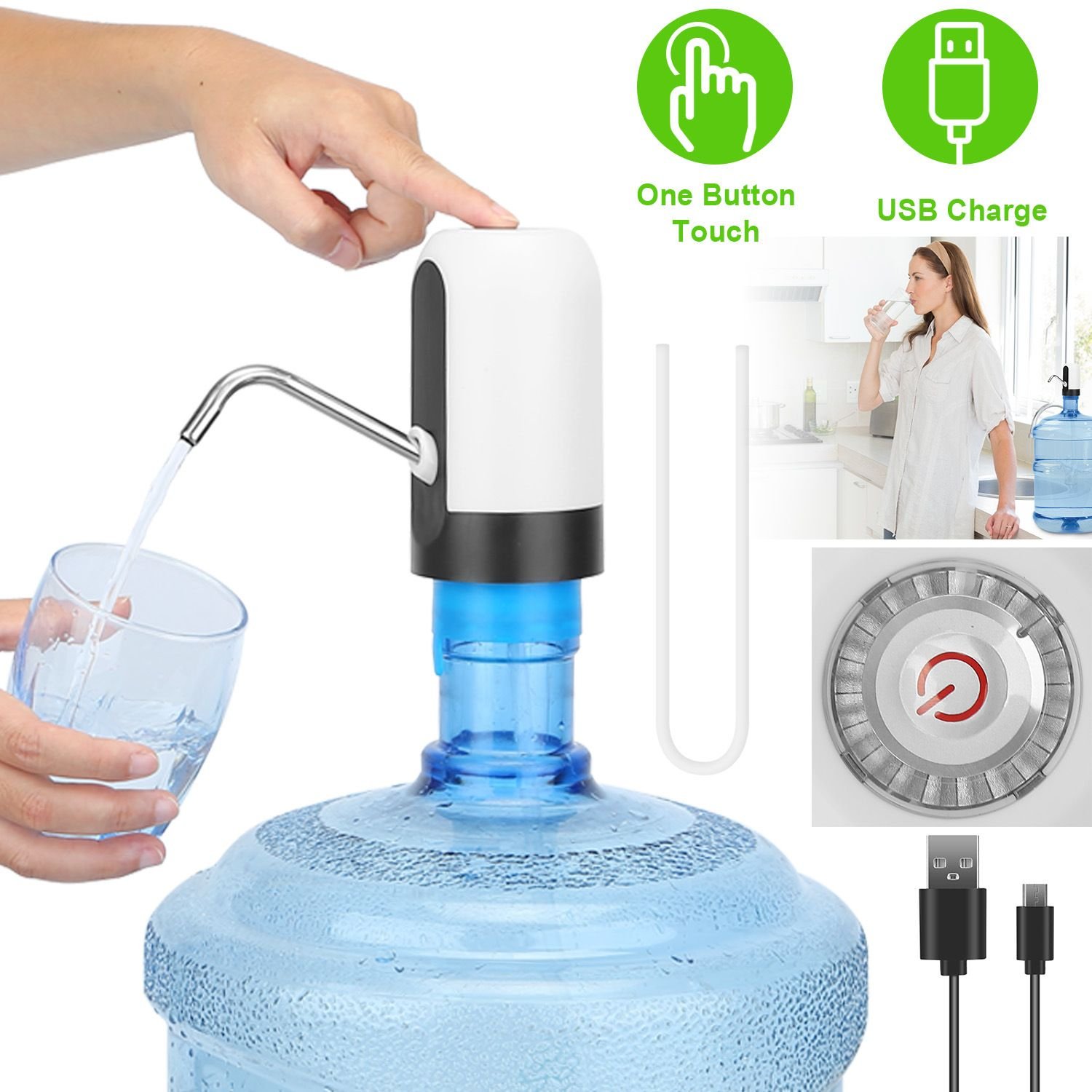 Electric Water Bottle Dispenser Rechargeable Automatic Drinking Water ...