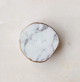 Golden Edge Natural Stone Device Grip (Color: White Marble)